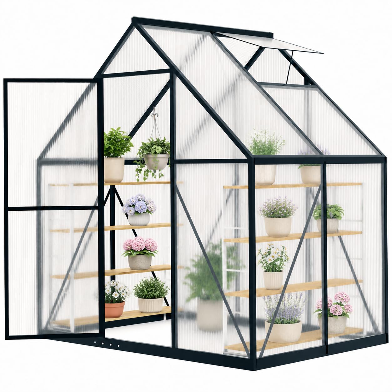 Polycarbonate Greenhouse Aluminum Frame - 6x4 FT Küçük Polikarbon Sera, Dış