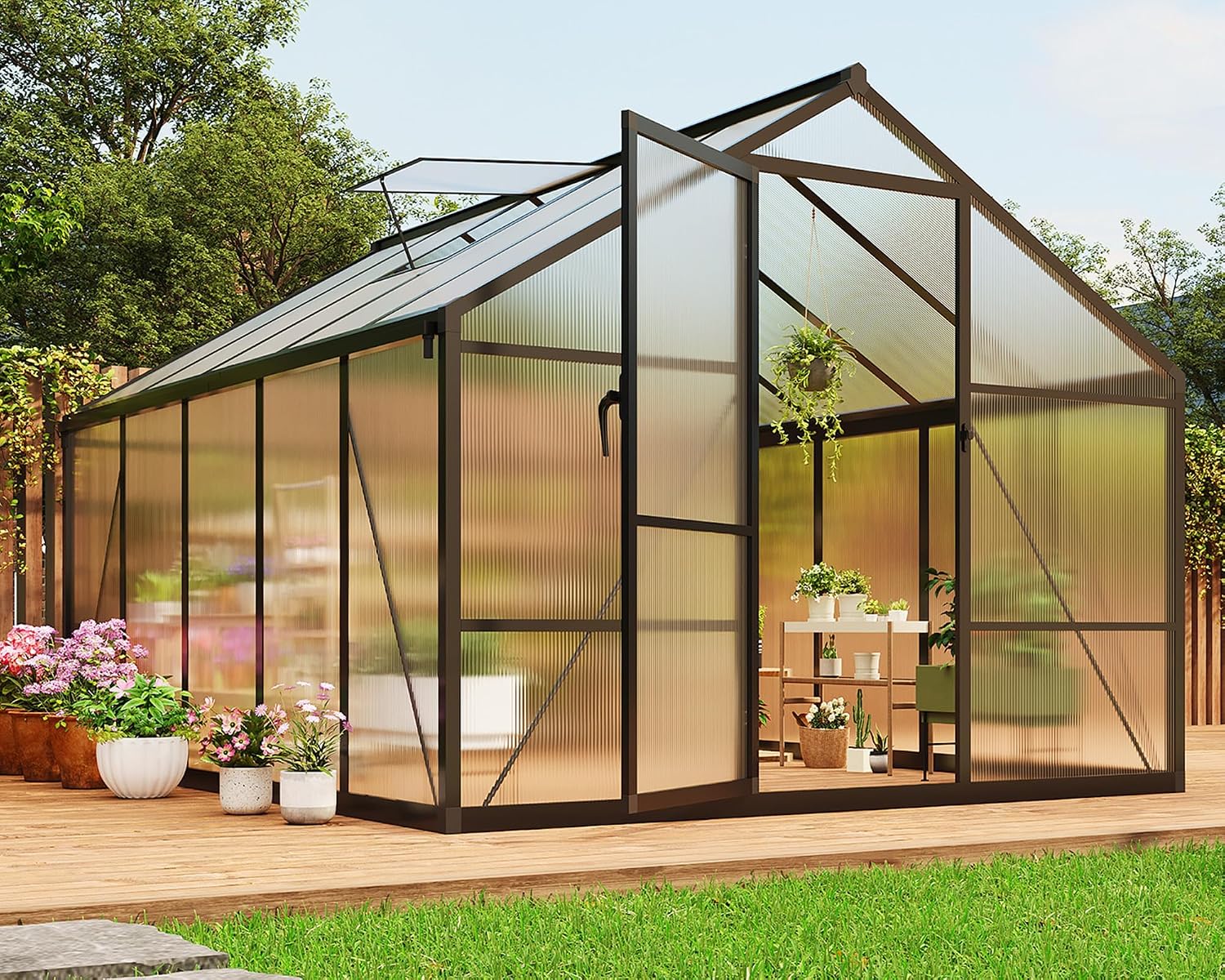 Polycarbonate Greenhouse Aluminum Frame - 8x10 FT Sera, Dış Mekan Seraları,