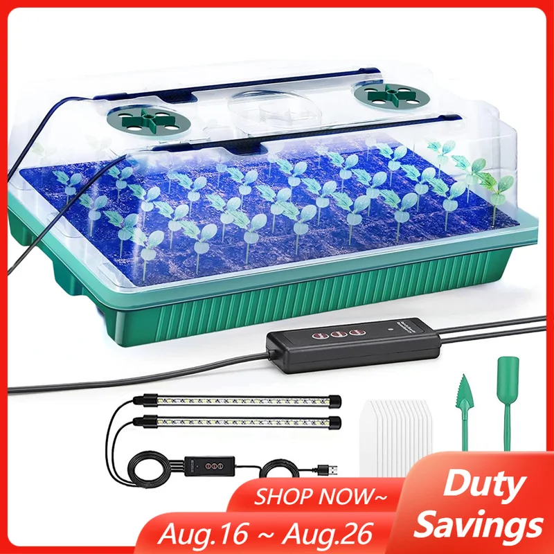 Seed Starter Tray Kit With Grow Light - 2 Uzun Şerit Şeklinde Zaman Ayarlı