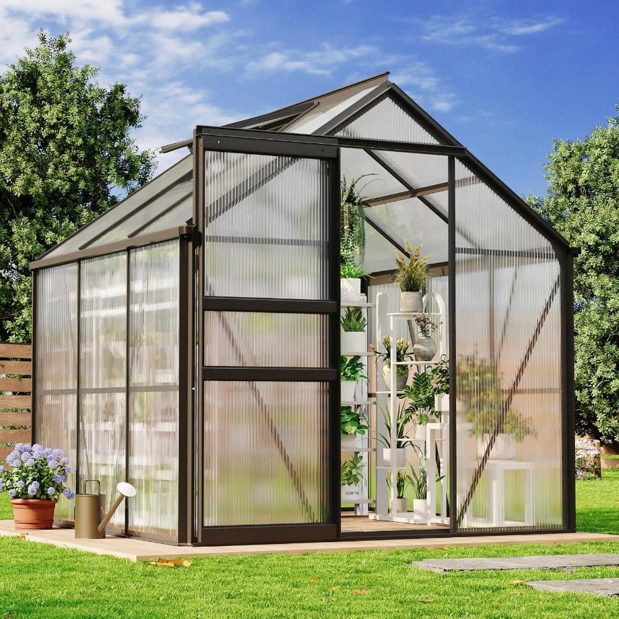Polycarbonate Greenhouse Aluminum Frame - 6x6 Ft Paslanmaya Dayanıklı Alüminyum Çerçeveli