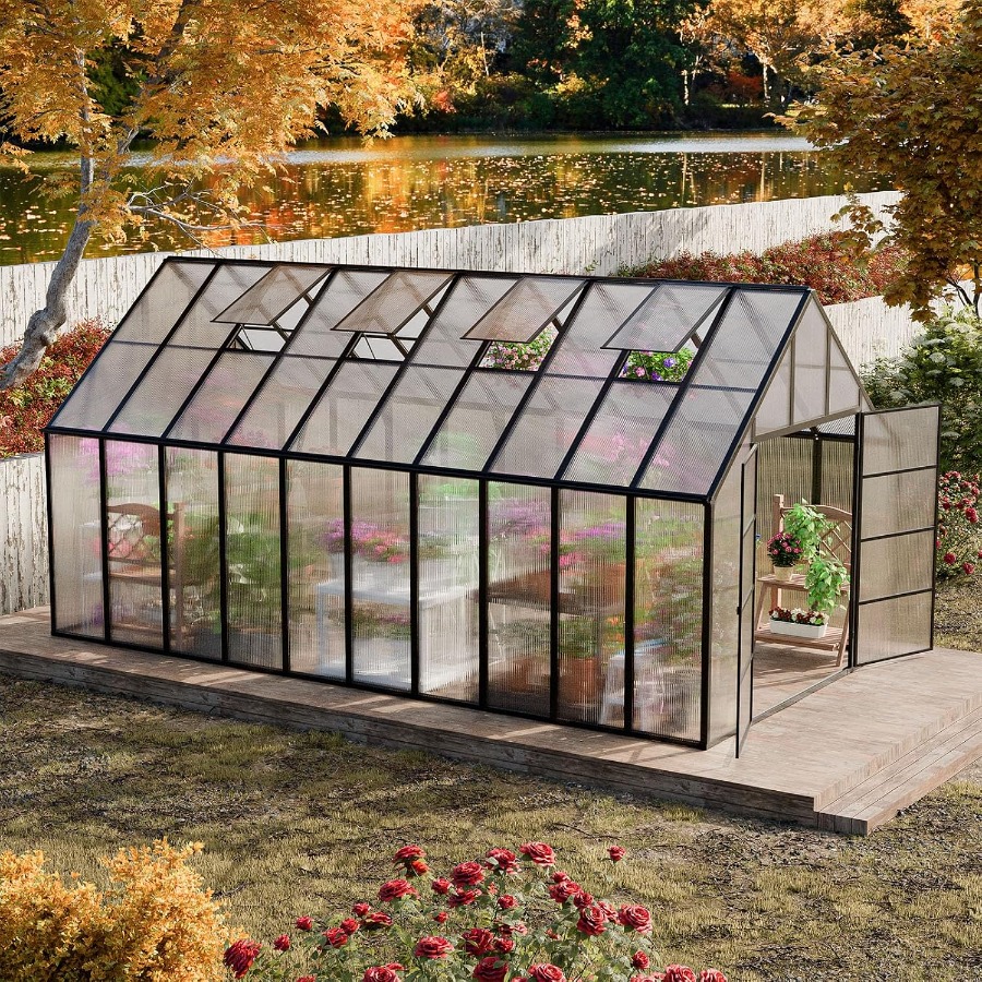 Polycarbonate Greenhouse Aluminum Frame - Dış Mekan Kullanımı İçin 20x10x10 Feet