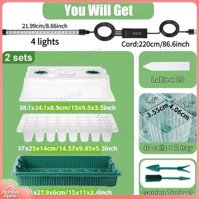 2 Paket Tohum Başlangıç ​​Teps - Seed Starter Tray Kit With Grow Light incelemesi ve fiyatı