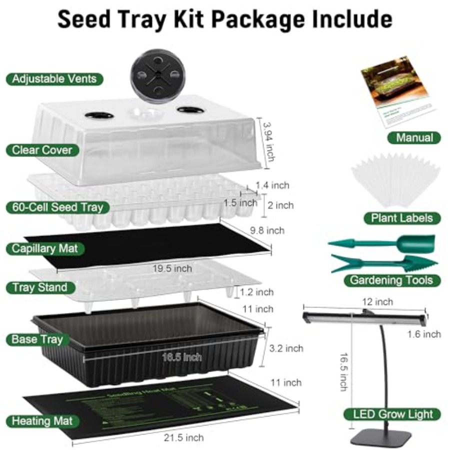 60 Hücreli Kendiliğinden Sulan - Seed Starter Tray Kit With Grow Light incelemesi ve fiyatı