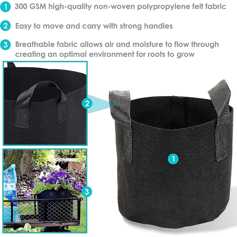 5'li Paket Havalandırmalı Kuma - Plant Nursery Grow Bags Fabric 5 Gallon incelemesi ve fiyatı