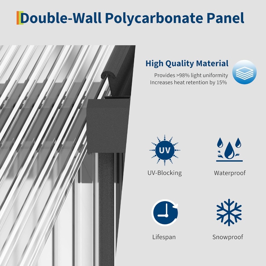 6x6 Ft Paslanmaya Dayanıklı Al - Polycarbonate Greenhouse Aluminum Frame incelemesi ve fiyatı