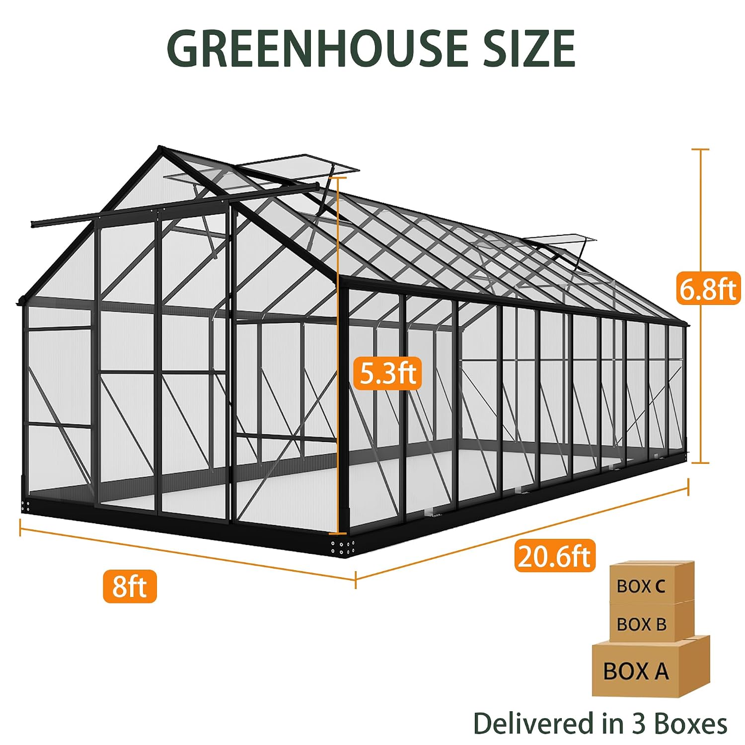 Polikarbonat Seralar, 8x16 FT  - Polycarbonate Greenhouse Aluminum Frame incelemesi ve fiyatı