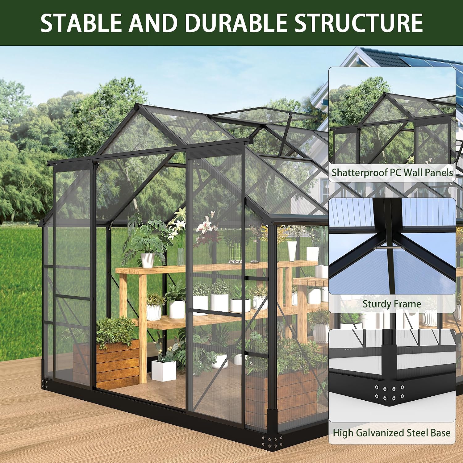 Polikarbonat Seralar, 8x16 FT  - Polycarbonate Greenhouse Aluminum Frame incelemesi ve fiyatı