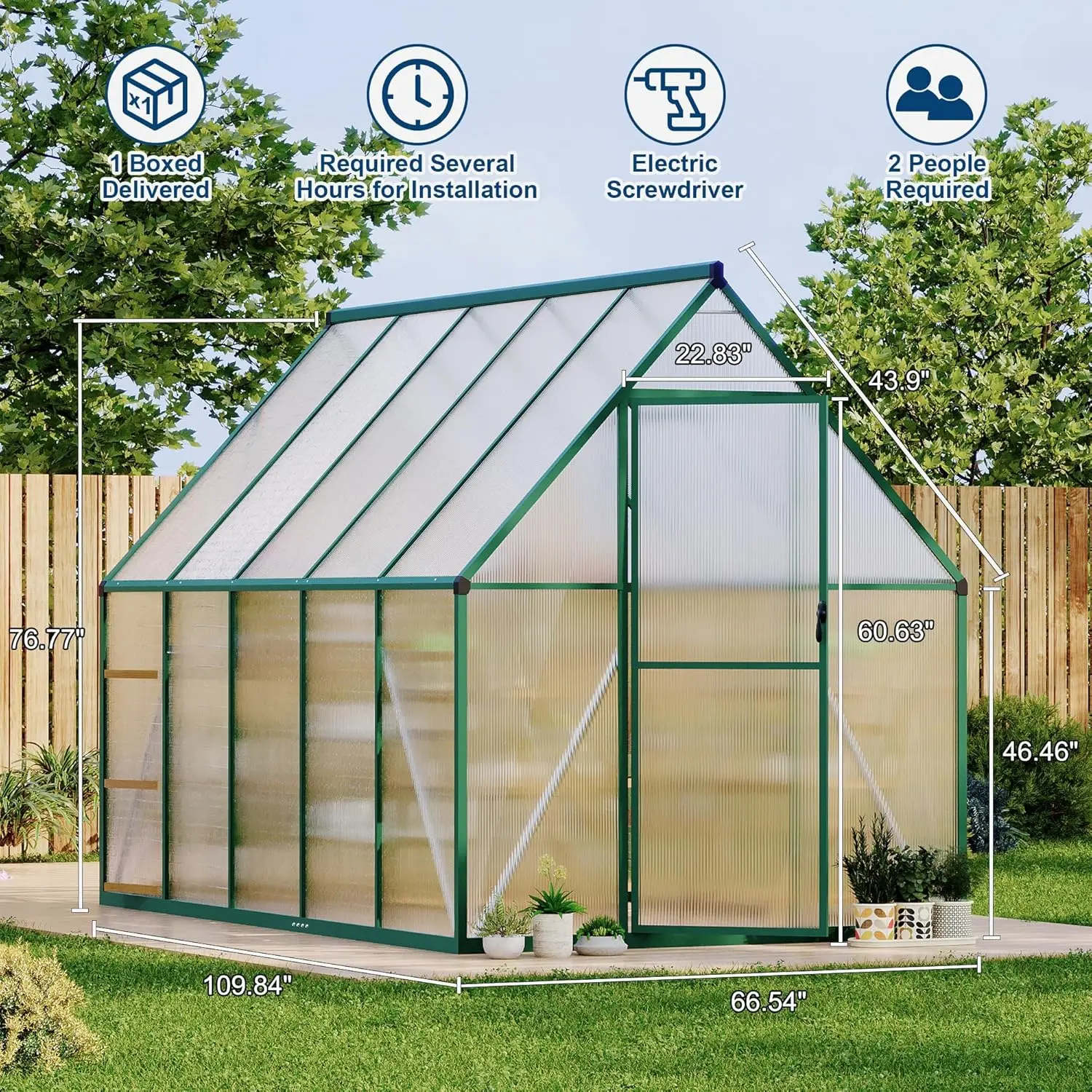 6x9 ft Polikarbon Sera, Ağır H - Polycarbonate Greenhouse Aluminum Frame incelemesi ve fiyatı