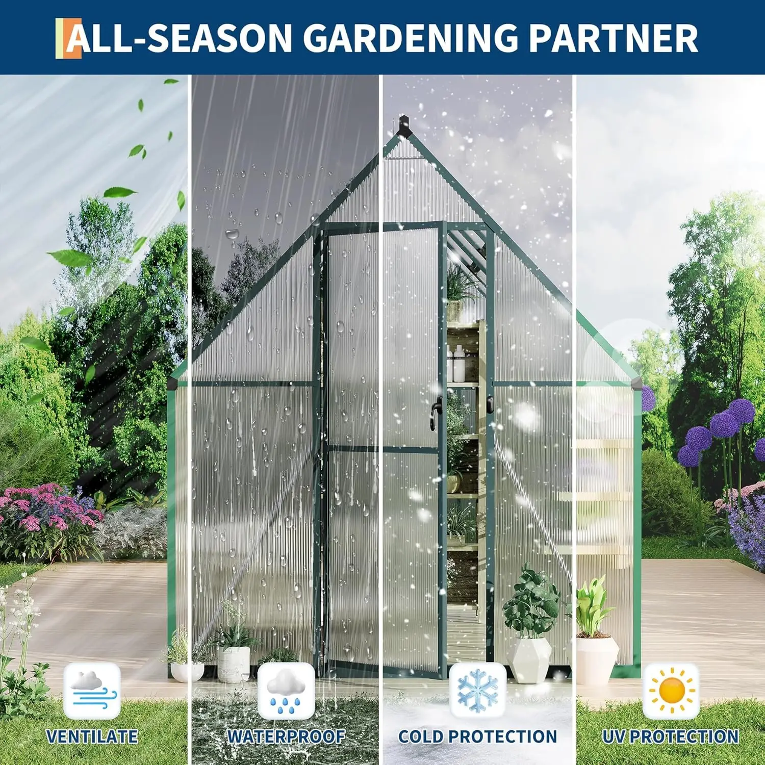 6x9 ft Polikarbon Sera, Ağır H - Polycarbonate Greenhouse Aluminum Frame incelemesi ve fiyatı