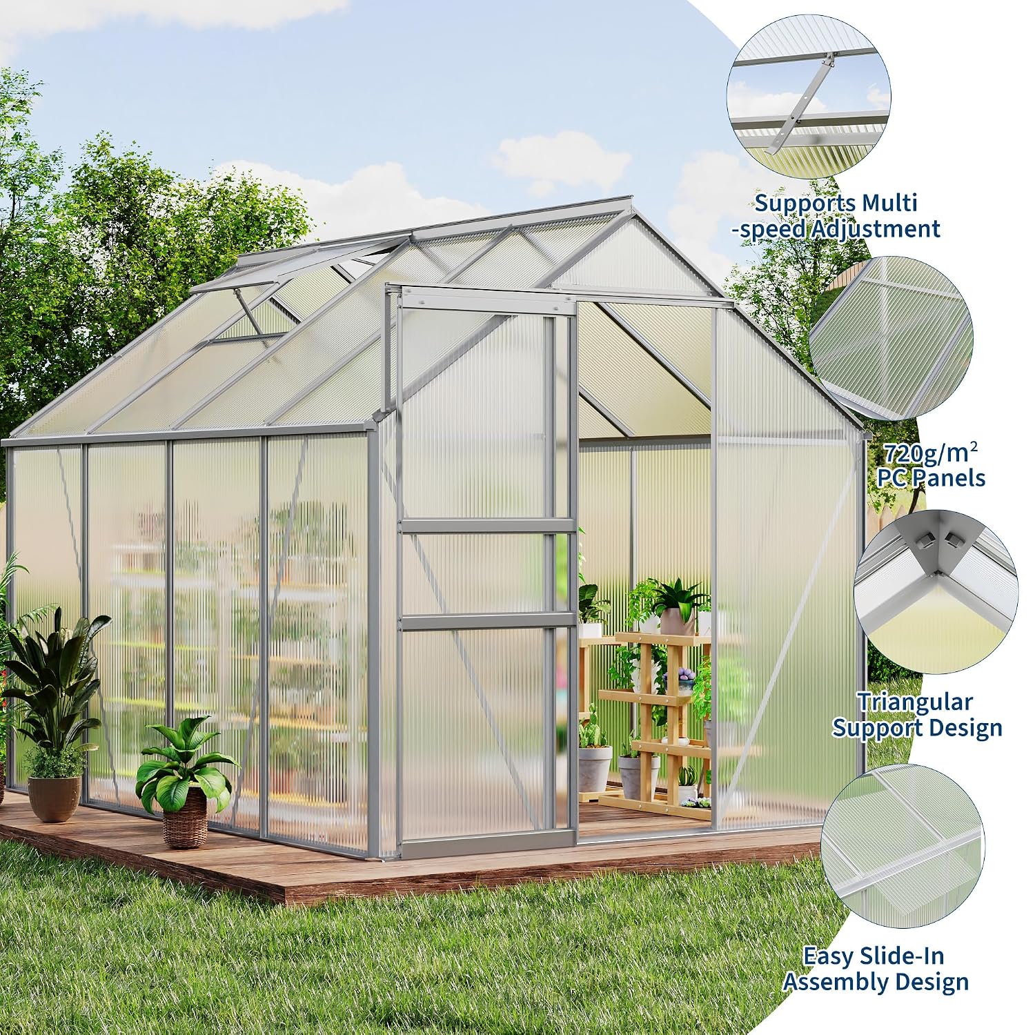 6 x 8 ft Polikarbonat Sera Kit - Polycarbonate Greenhouse Aluminum Frame incelemesi ve fiyatı