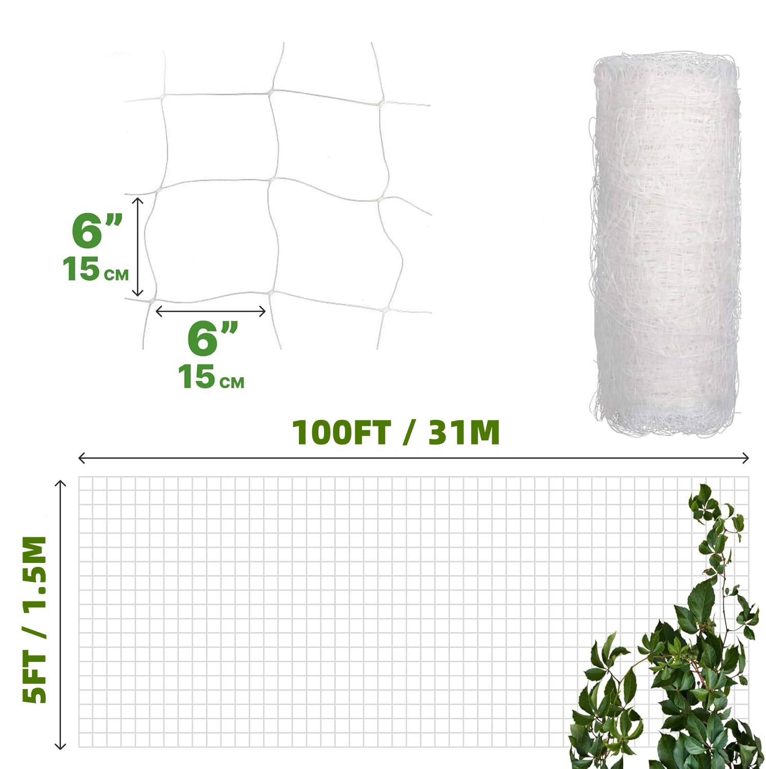 Plastik Kafes Ağları 4x100ft,  - Plant Support Trellis Netting Climbing incelemesi ve fiyatı