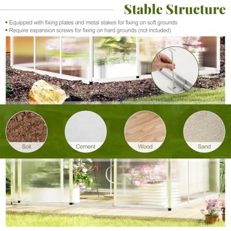 Dış mekan bahçesi, arka bahçe, - Polycarbonate Greenhouse Aluminum Frame incelemesi ve fiyatı