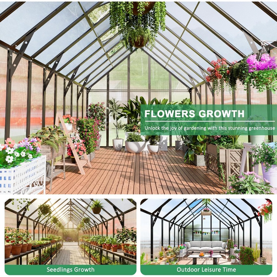 Dış Mekan Kullanımı İçin 20x10 - Polycarbonate Greenhouse Aluminum Frame incelemesi ve fiyatı